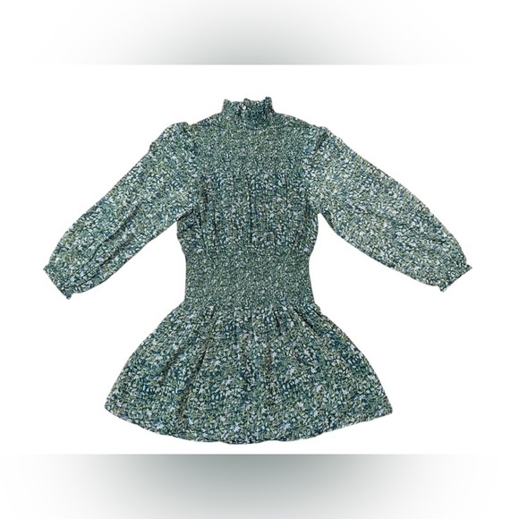 NWT MNG Mango Printed Ruched Dress in Green Size XS - Picture 4 of 11